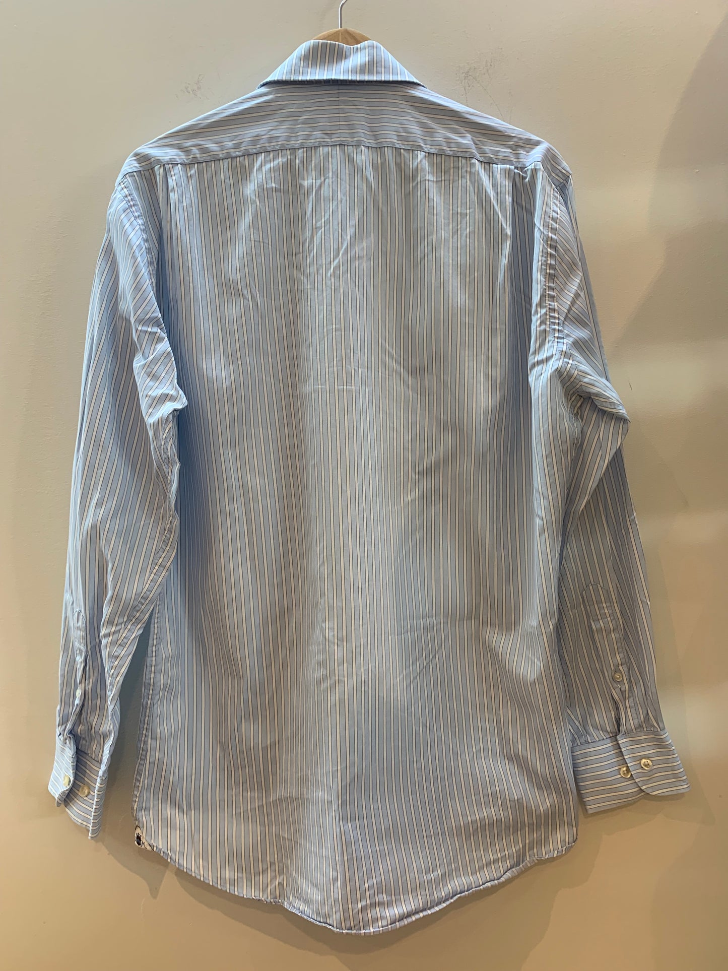 Peter Millar Striped Dress Shirt 100% Cotton Blue/White - Size 16/Large