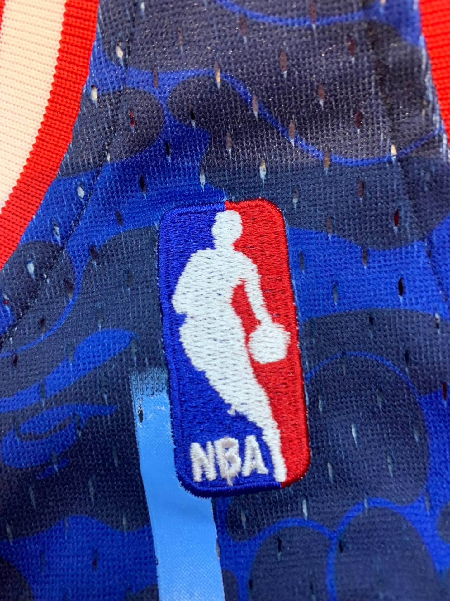 BAPE Rare Blue Pinstripe Rockets Mitchell & Ness Jersey - Size Medium