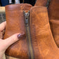 Frye Addie Double Zip Bootie Heels Brown - Size 8 B