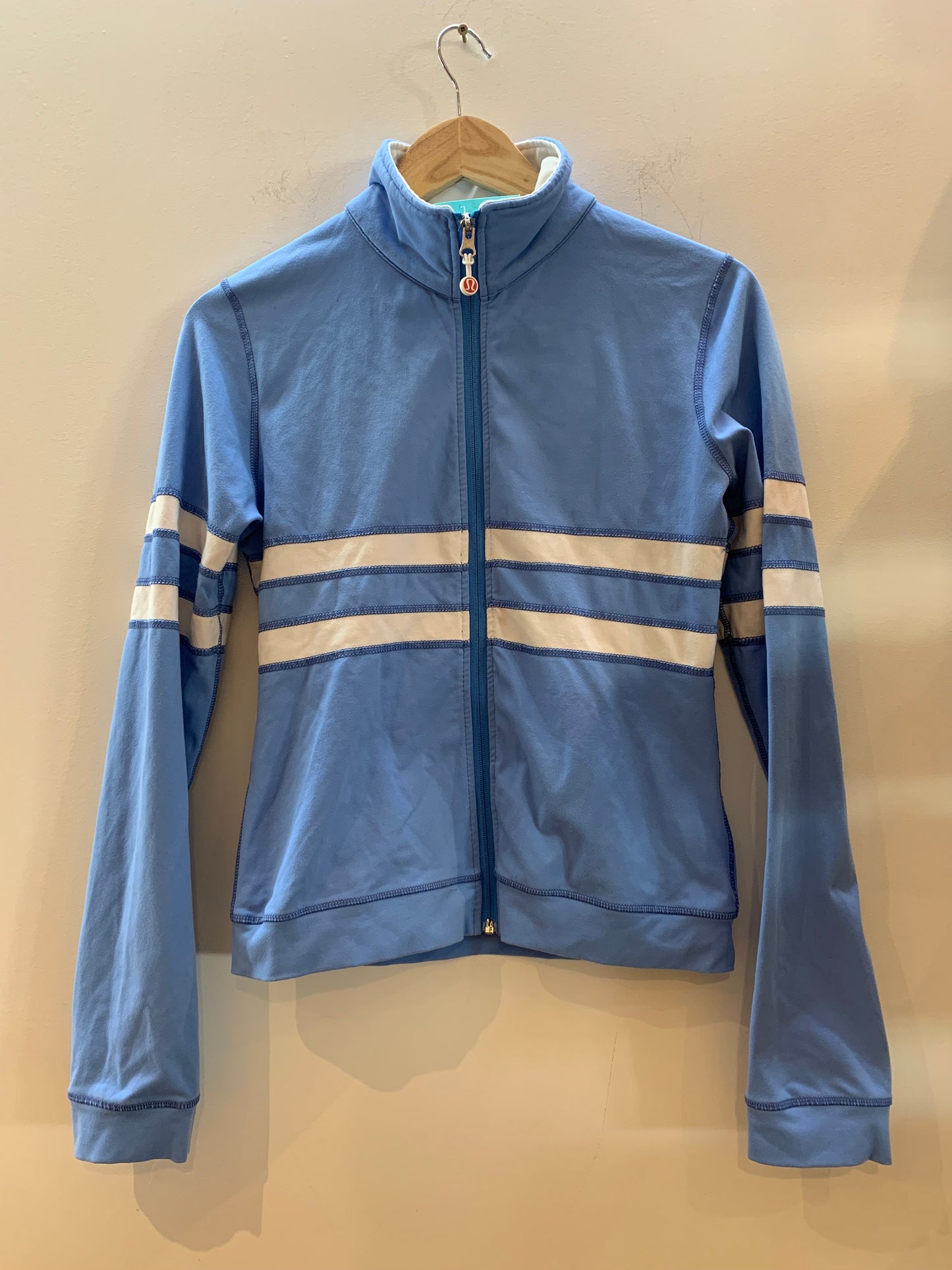 Lululemon Vintage Y2K Striped Zip Up Jacket Baby Blue - Size 8