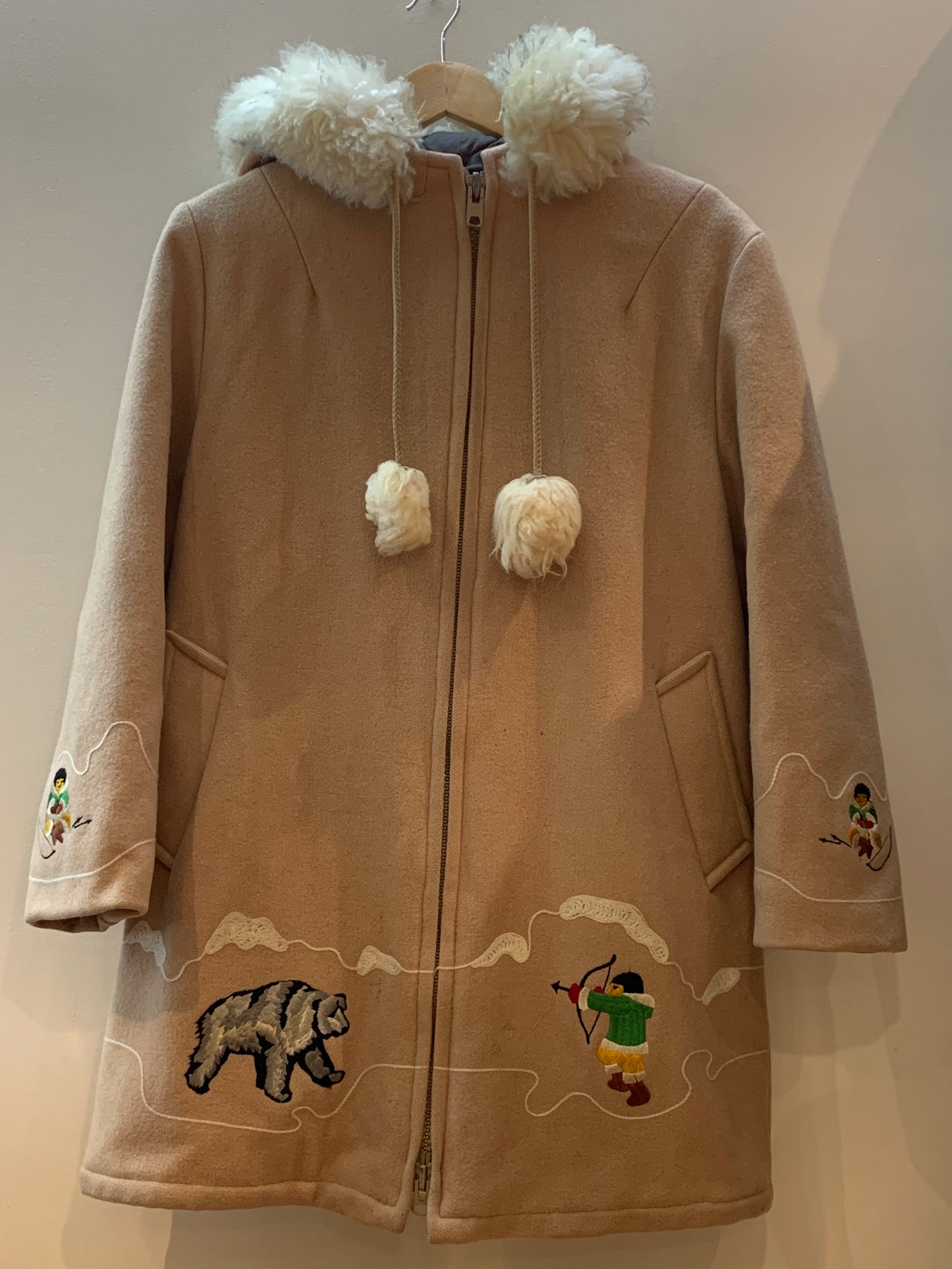 Northern Sun Vintage Gemini with Fur Hood Trim Inuit Eskimo Parka Coat - Large