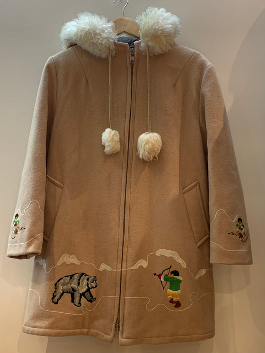 Northern Sun Vintage Gemini with Fur Hood Trim Inuit Eskimo Parka Coat - Large