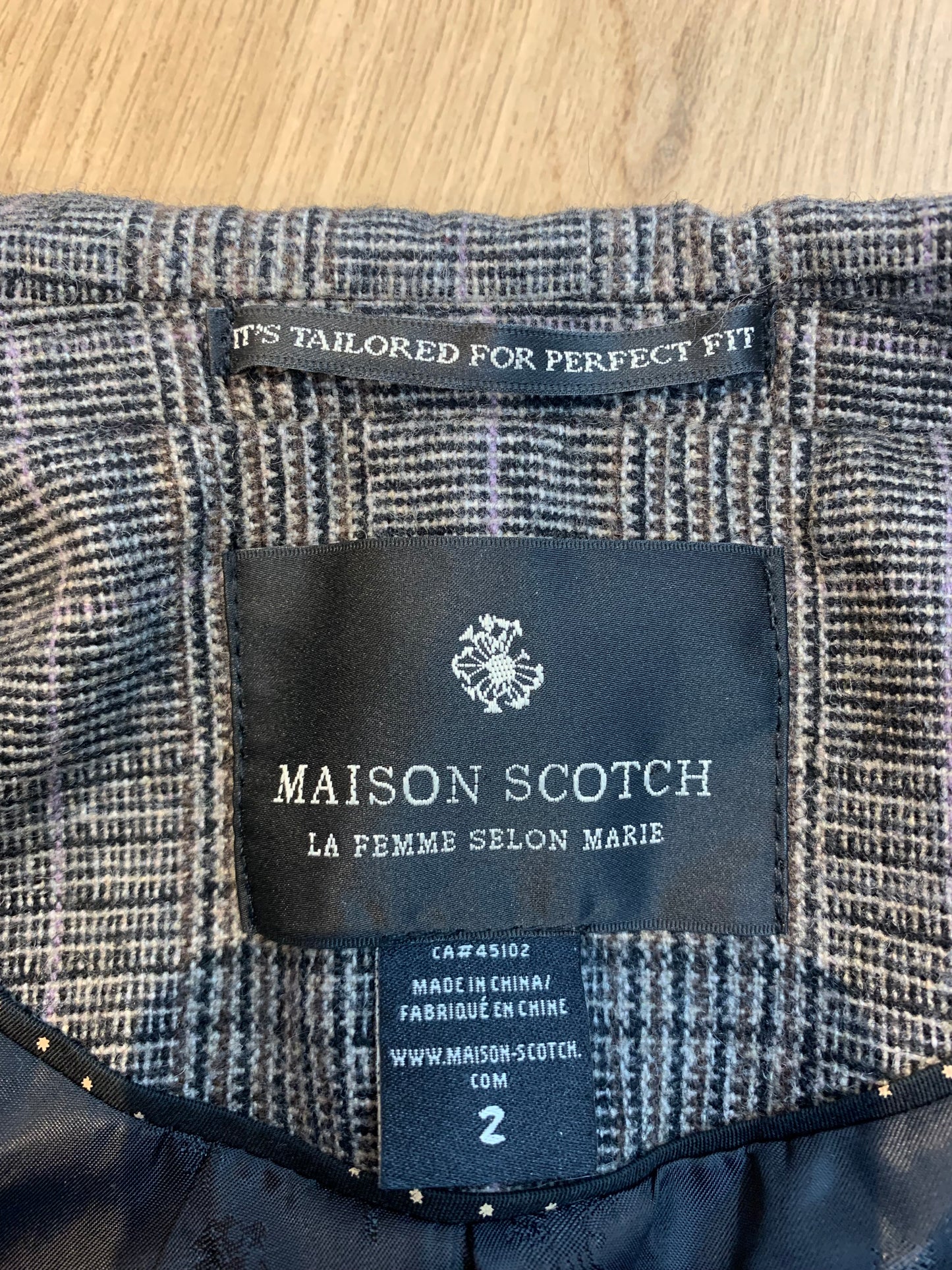 Maison Scotch Tweed Plaid Blazer - Size 2