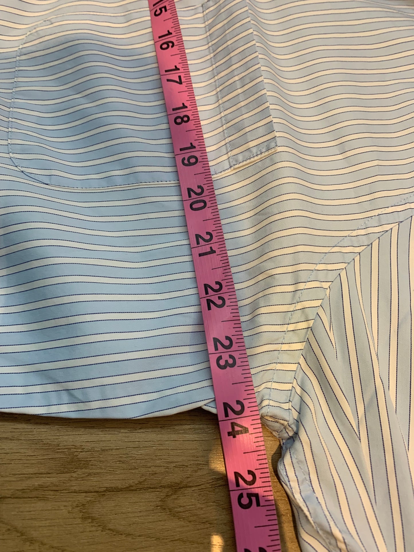 Peter Millar Striped Dress Shirt 100% Cotton Blue/White - Size 16/Large