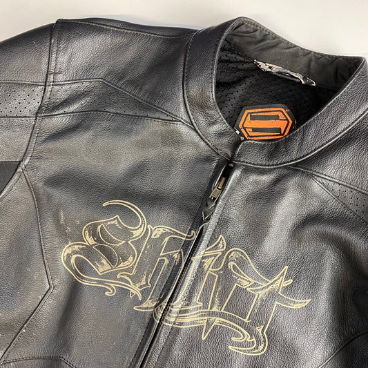 Shift Racing Leather Cruiser Motorcycle Jacket Black - Size Large
