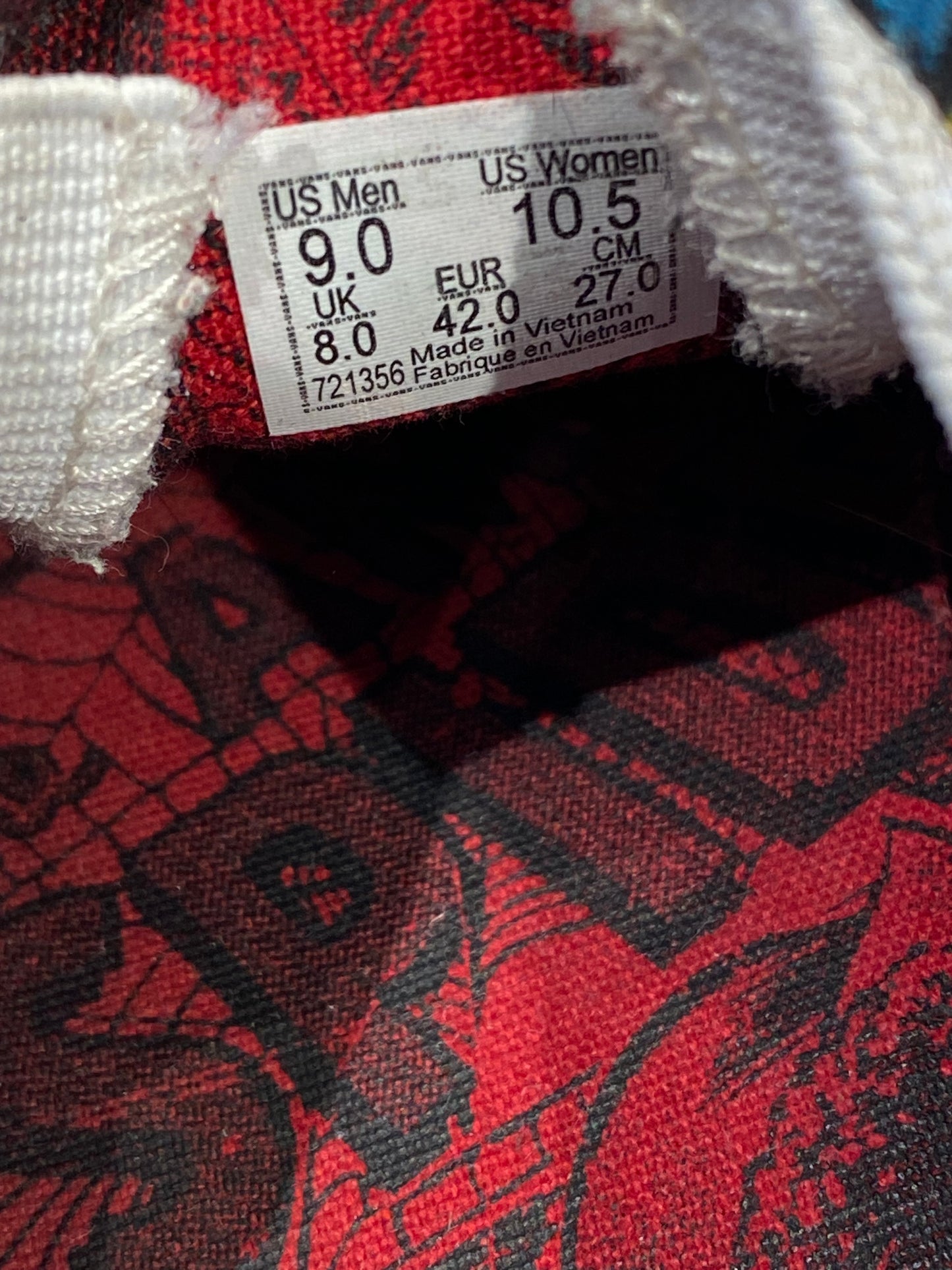 Vans Marvel Spiderman Slip On Shoes - Size Women's 10.5/Men's 9