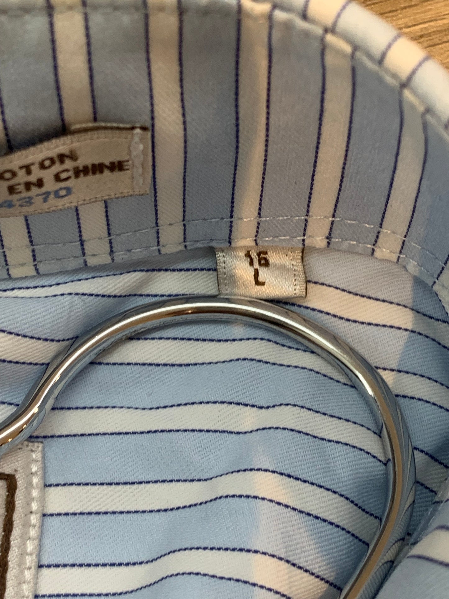 Peter Millar Striped Dress Shirt 100% Cotton Blue/White - Size 16/Large