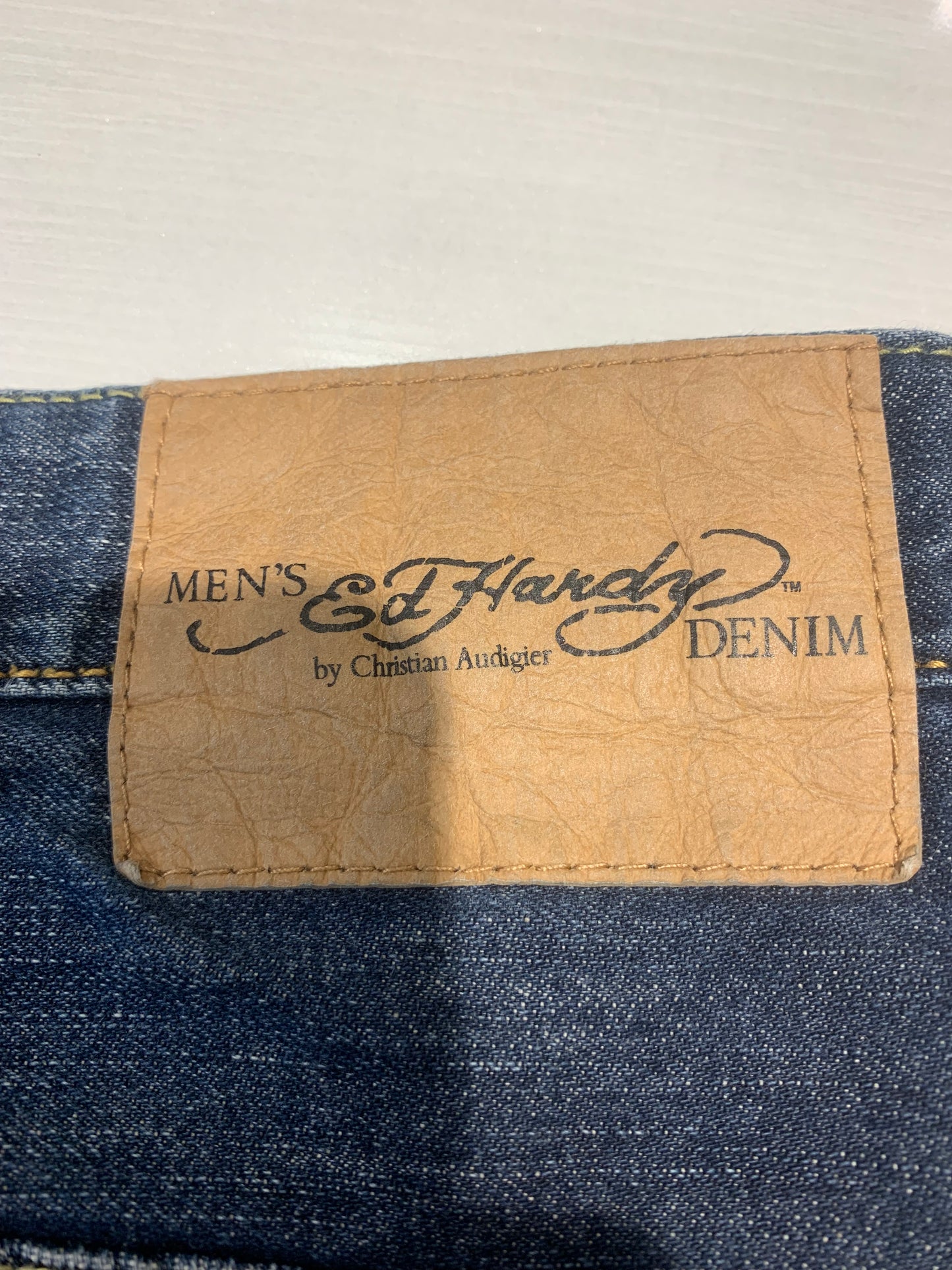 Ed Hardy Y2K Straight Leg Jeans Embroidered Pockets Size - Size 34 x 31