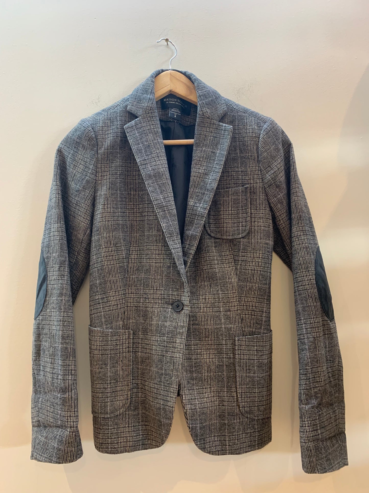 Maison Scotch Tweed Plaid Blazer - Size 2