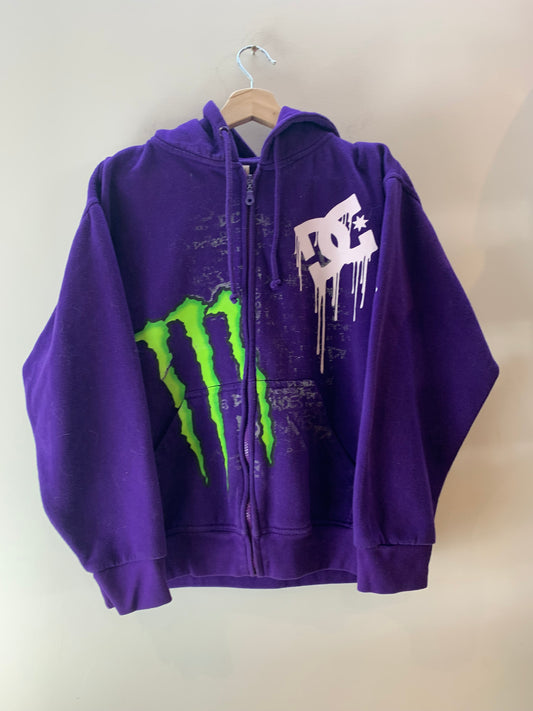 DC Monster Vintage Y2k Zip Up Hoodie Purple - Size Small