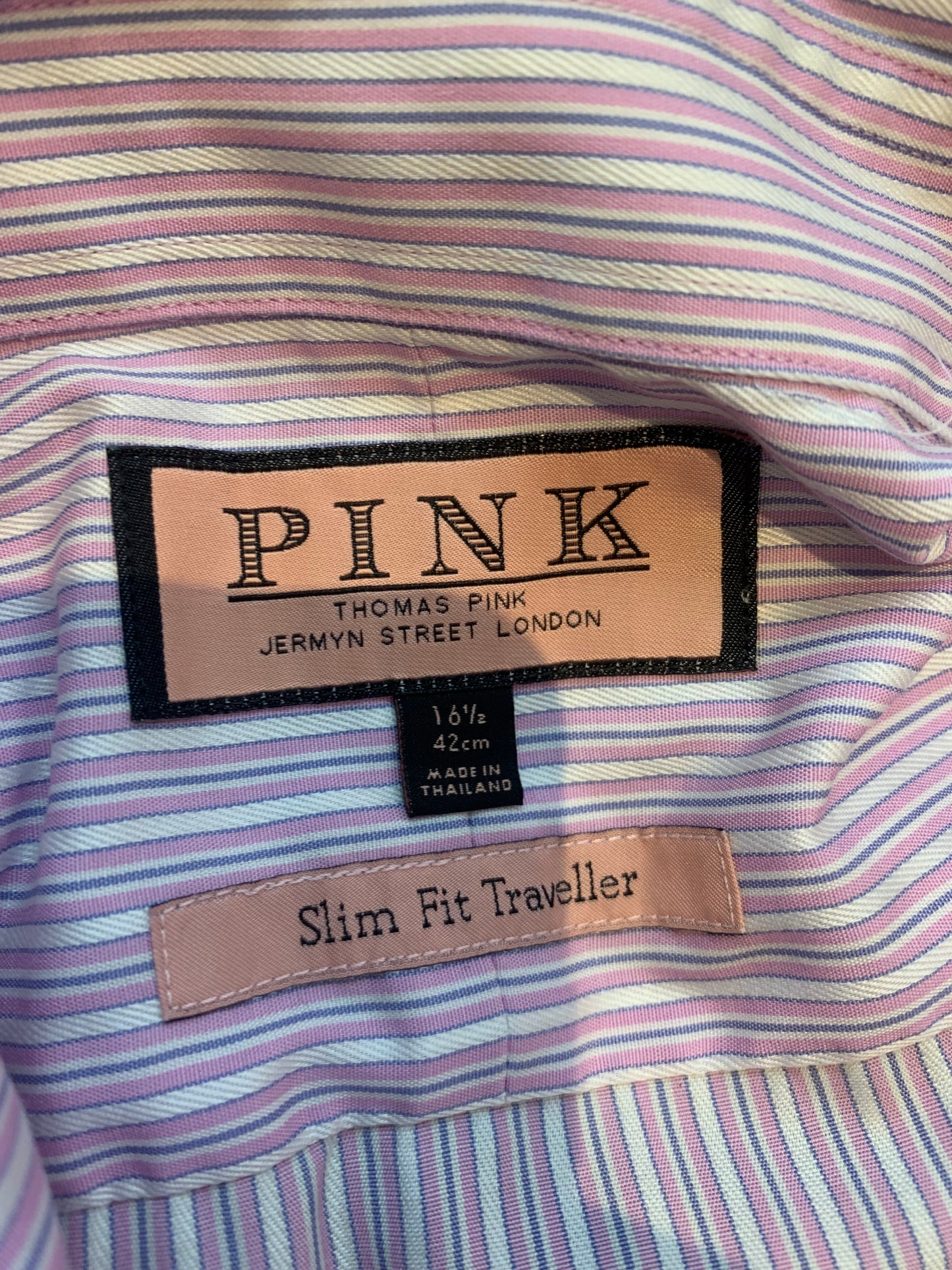 Thomas Slim Fit Traveller Dress Shirt Pink - Size 16.5/42cm