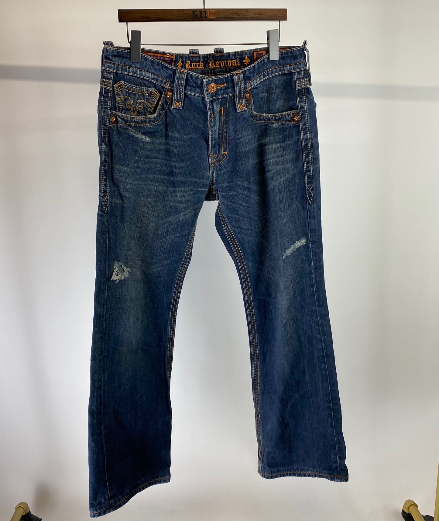 Rock Revival Bootcut Men’s Denim Jeans "Mick" Blue - Size 34