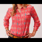 Roper Long Sleeve Cactus & Steer Head Western Snap Women's Shirt - Size L