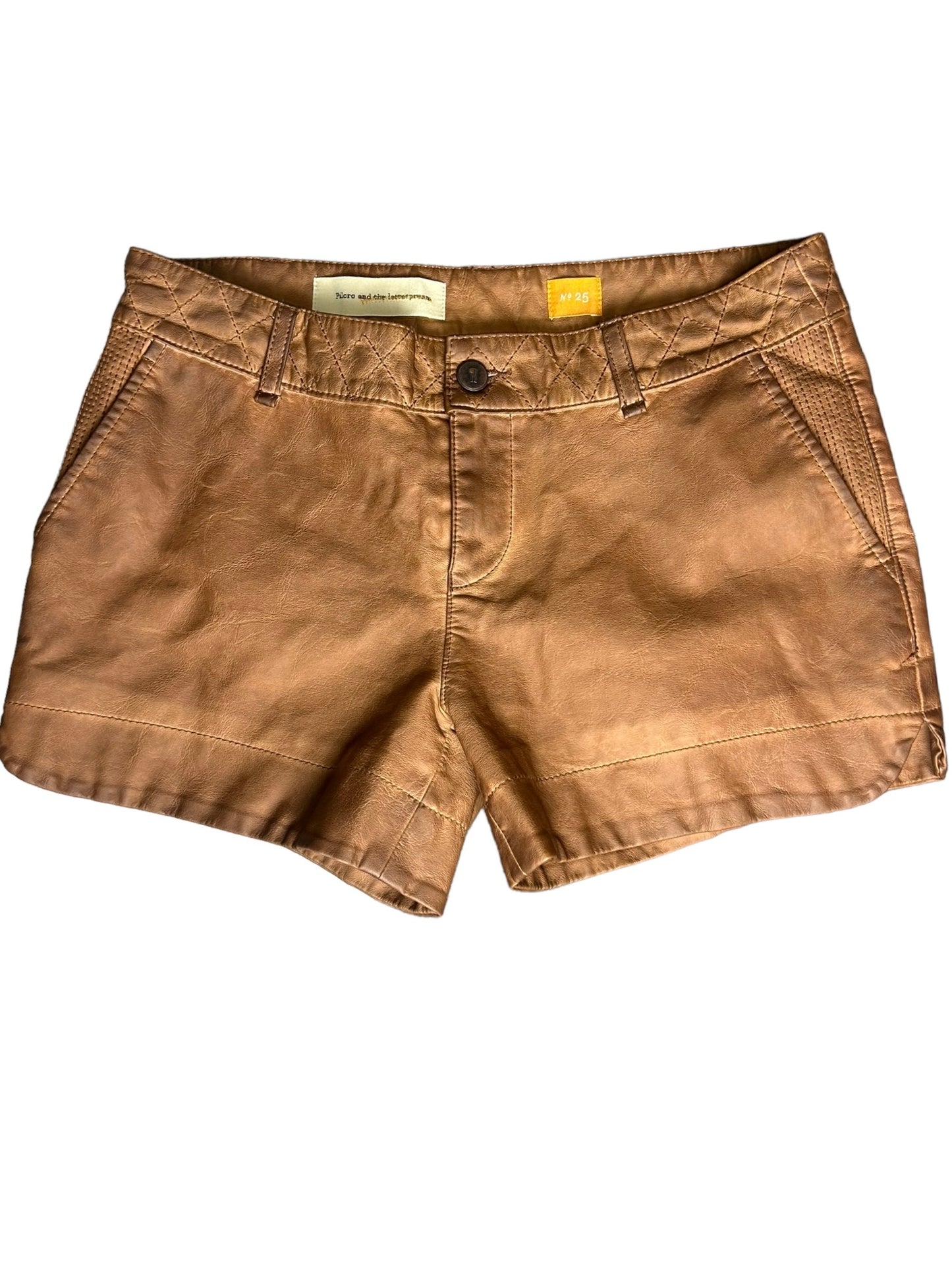 Pilcro & The Letter Press Women's Vegan Leather Shorts Brown - Size 25