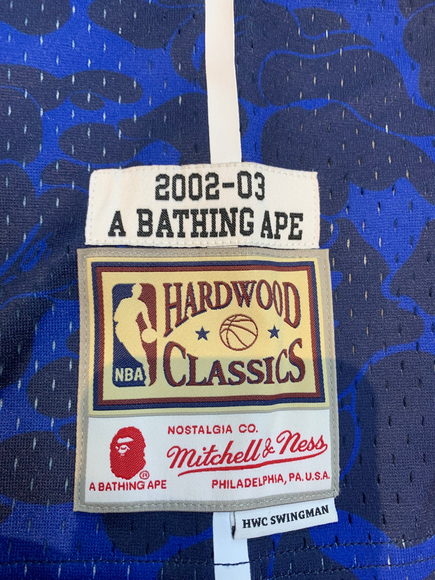 BAPE Rare Blue Pinstripe Rockets Mitchell & Ness Jersey - Size Medium