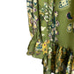 Free People Ruffle Neck Long Sleeve Women's Dress Floral Green - Size XS