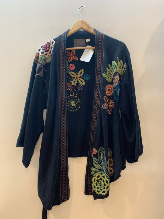Guinevere Anthropologie Floral Stitched Cardigan - Size Medium