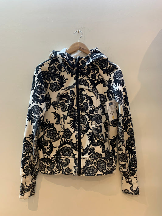 Lululemon Classic Scuba black white floral Hoodie - Women's Size 6