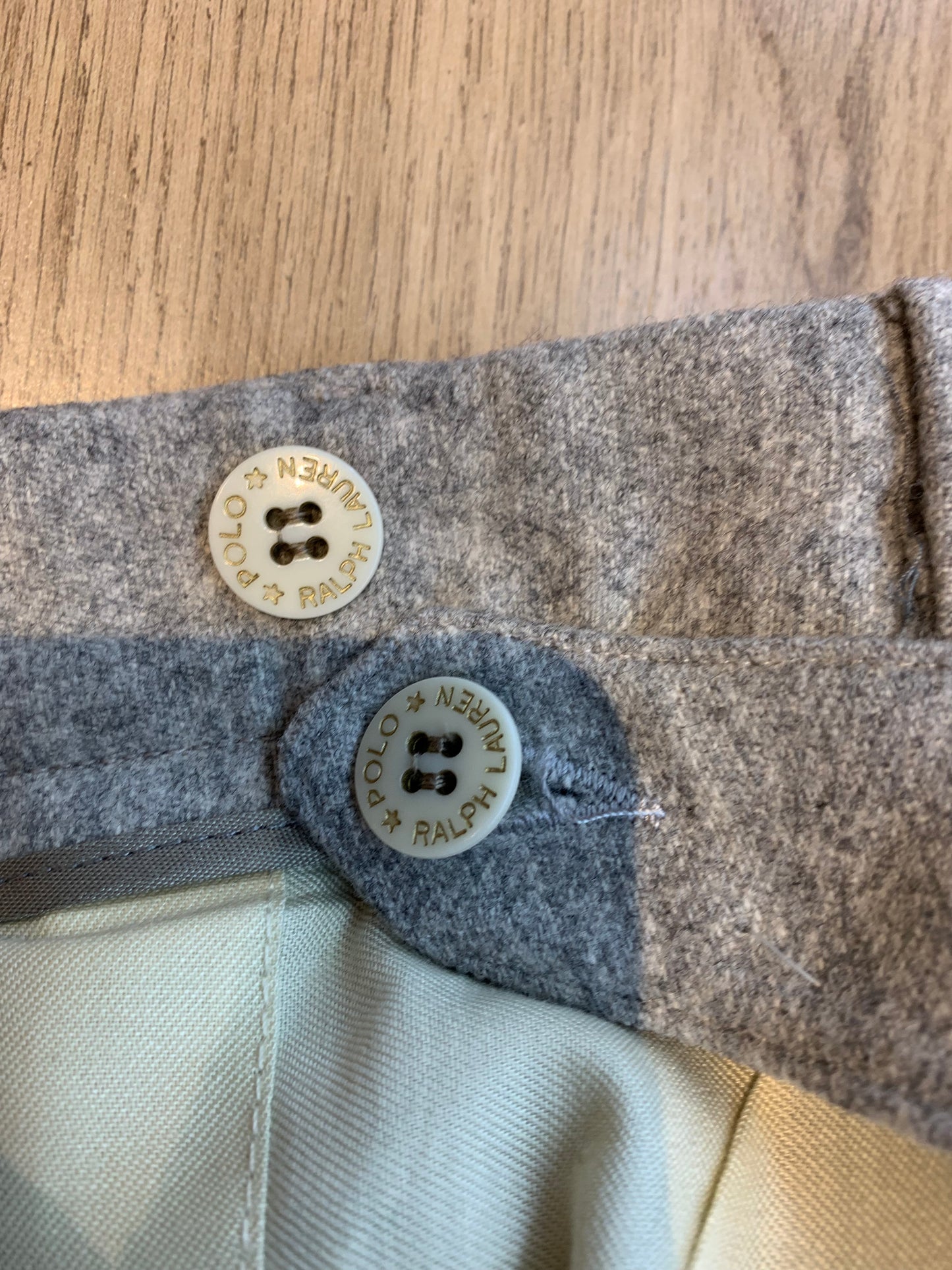 Polo Ralph Lauren Wool Trousers Pants Light Grey - Size 36 x 32