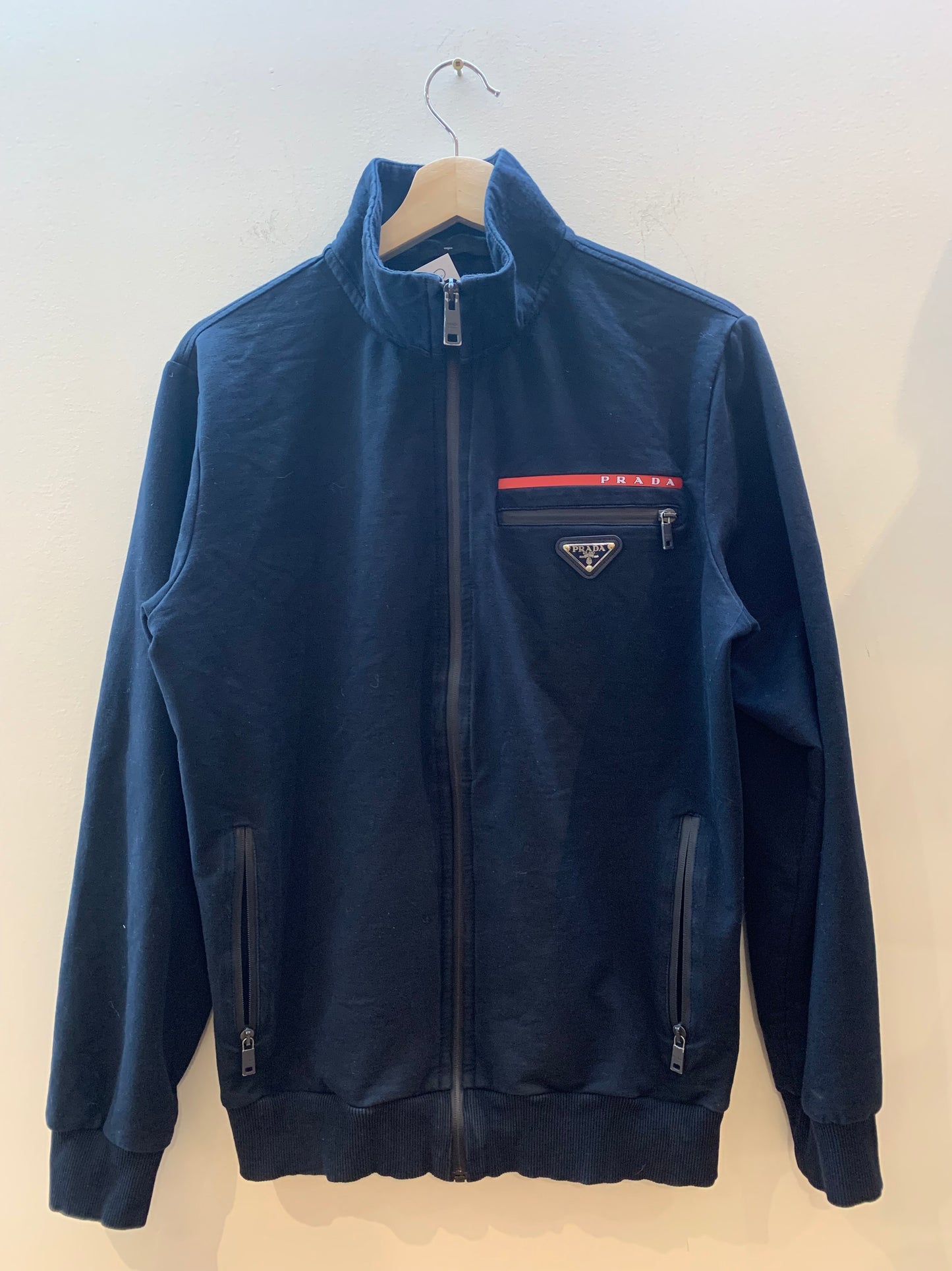 Prada Zip Up Jacket Navy Blue - Size Medium