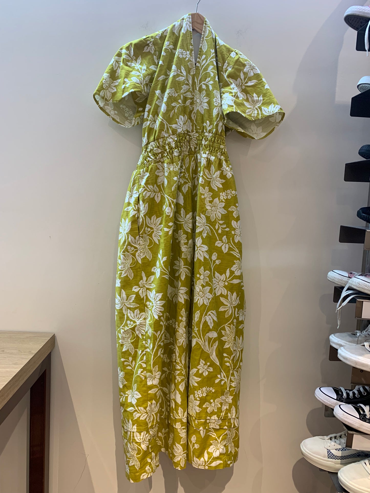 Anthropologie The Somerset Floral Jumpsuit Yellow - Size Medium