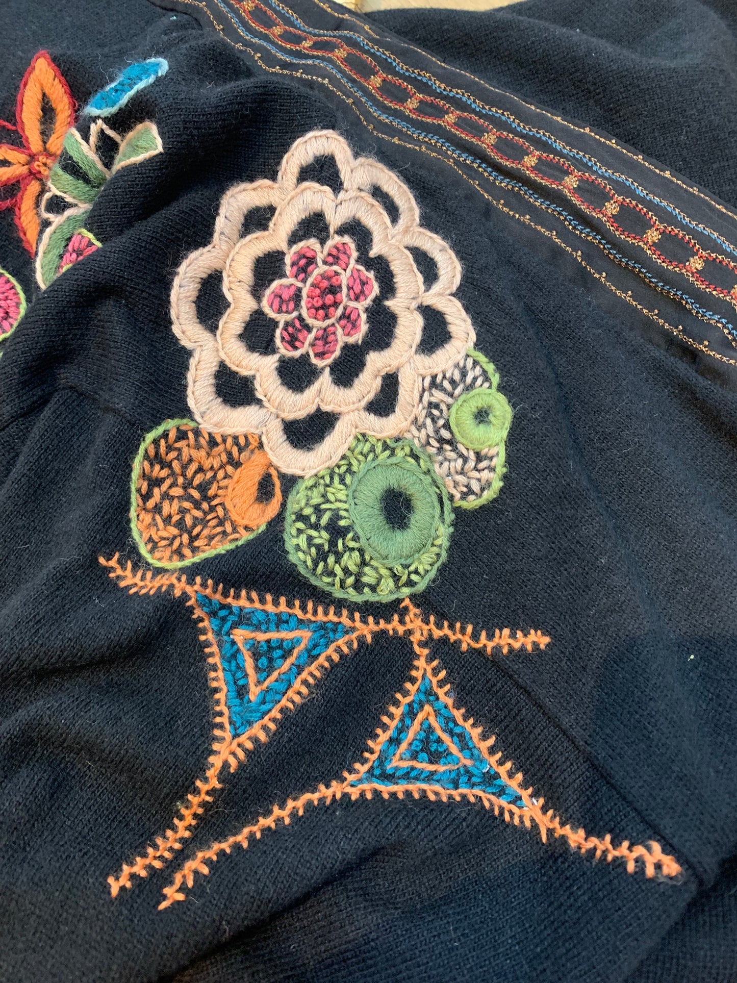 Guinevere Anthropologie Floral Stitched Cardigan - Size Medium
