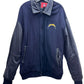 NFL Chargers Vintage Button Up Long Sleeve Varsity Jacket with Pockets Blue - Size XXL