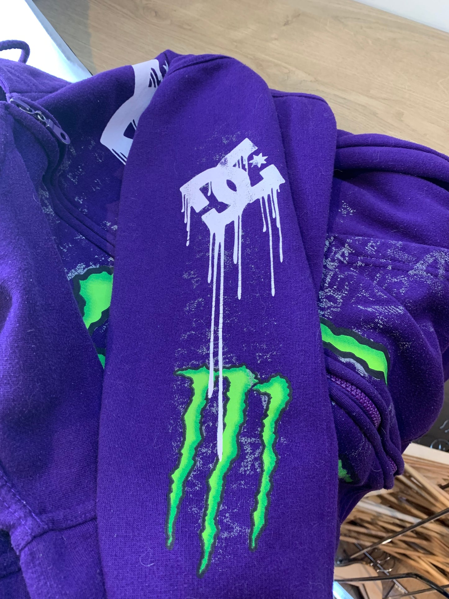 DC Monster Vintage Y2k Zip Up Hoodie Purple - Size Small