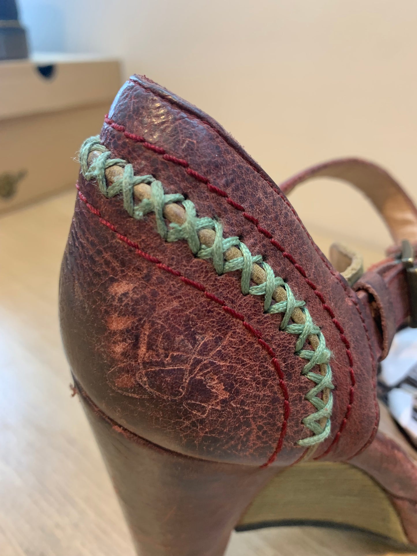 John Fluevog Simone wine platform heels size 6