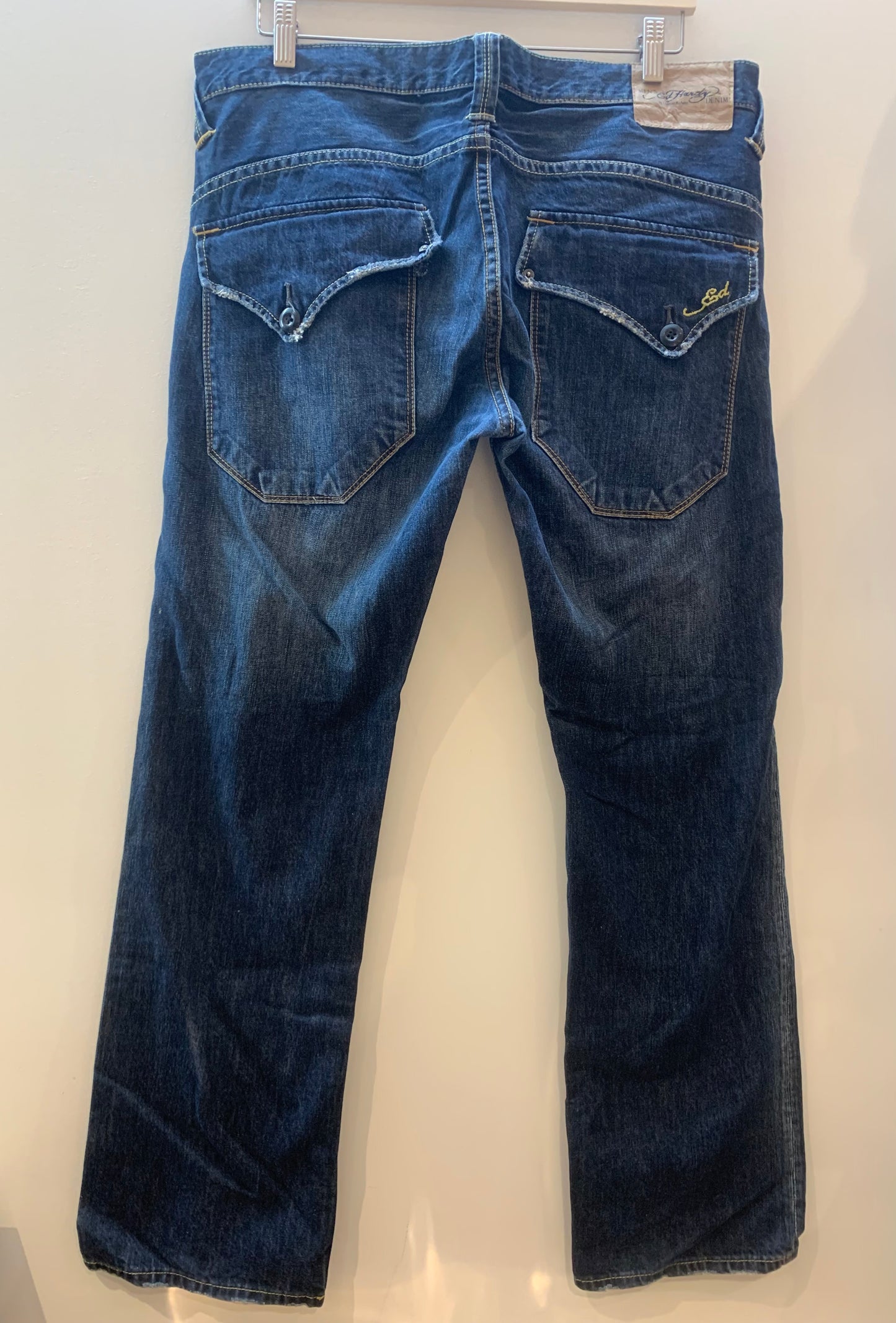 Ed Hardy Y2K Straight Leg Jeans Embroidered Pockets Size - Size 34 x 31