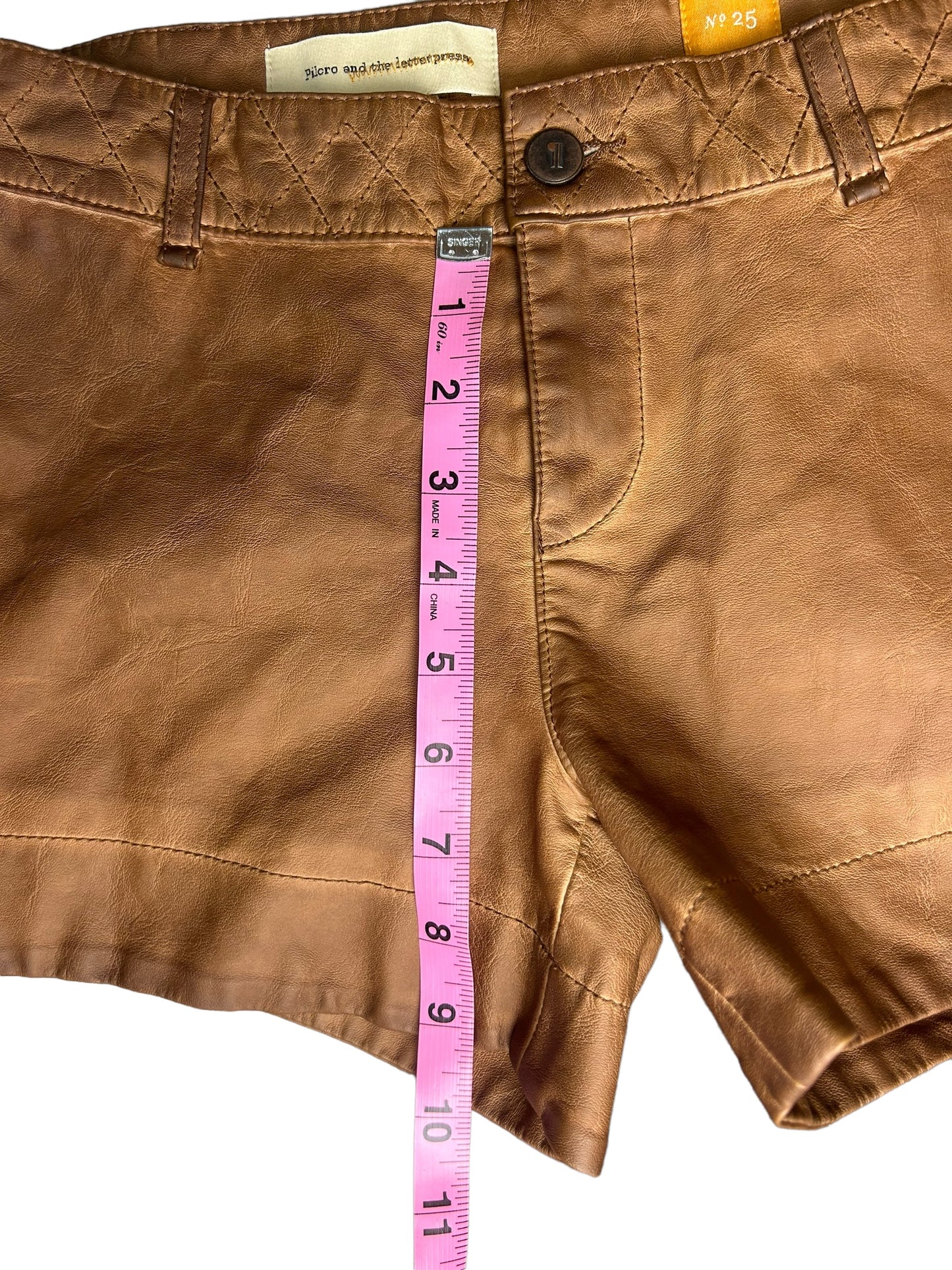 Pilcro & The Letter Press Women's Vegan Leather Shorts Brown - Size 25