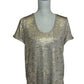 Anthropologie Scoop Neck Women's Top Heather Gold/Silver - Size Small