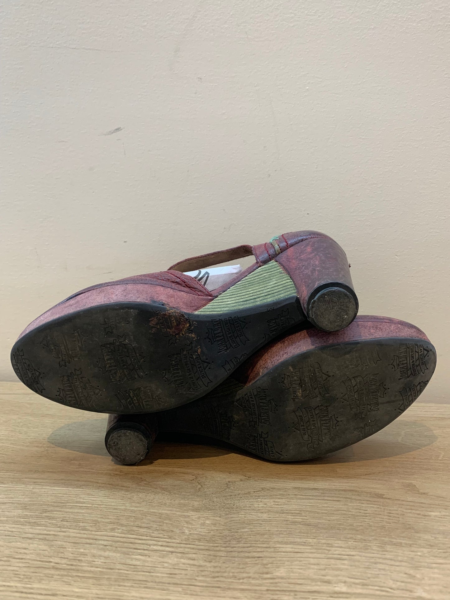 John Fluevog Simone wine platform heels size 6
