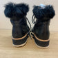 Napoleoni Leather Lace Ankle Boots w/ Rabbit Fur Trim Black - Size 7 (Italy)
