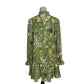 Free People Ruffle Neck Long Sleeve Women's Dress Floral Green - Size XS