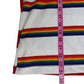 Barbarian Pro-Fit Men's Rugby Collared White Rainbow Stripe Polo Tee - Size S