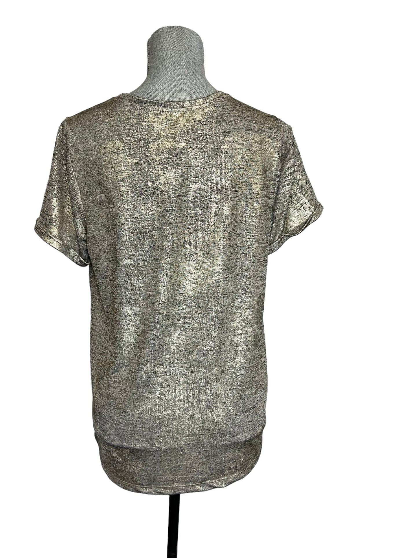 Anthropologie Scoop Neck Women's Top Heather Gold/Silver - Size Small