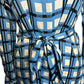 Diane Von Furstenberg Women's Slip Dress with Tie Blue Square Patterned - Size 6