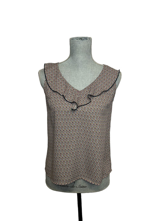 Cabi Ruffle V-Neck Pull Over Women's Tank Top Stars Patterned - Size Extra Small