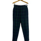 Pure New Wool Vintage Plaid Women's Trousers Blue & Green - Size Petite