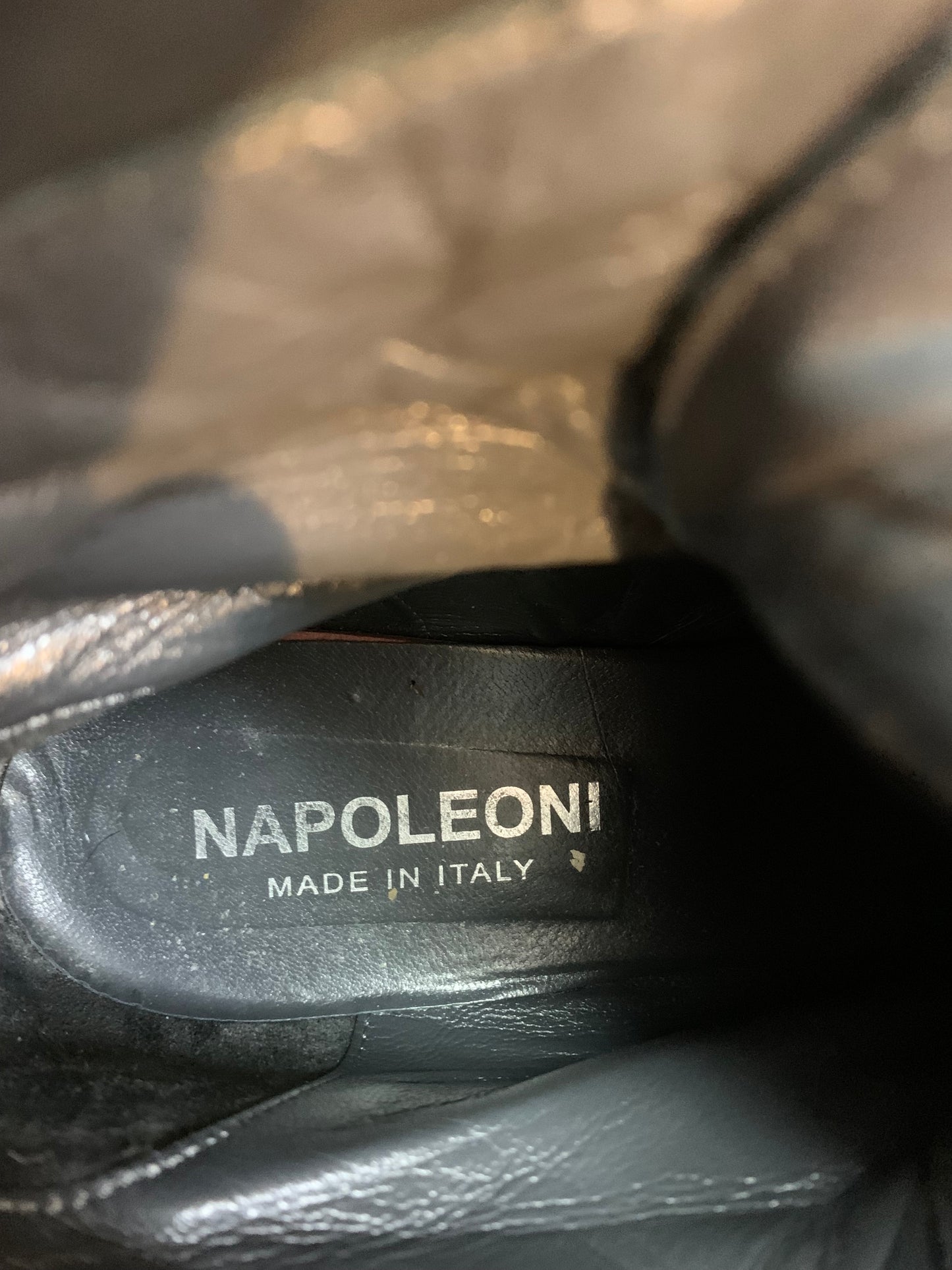 Napoleoni Leather Lace Ankle Boots w/ Rabbit Fur Trim Black - Size 7 (Italy)