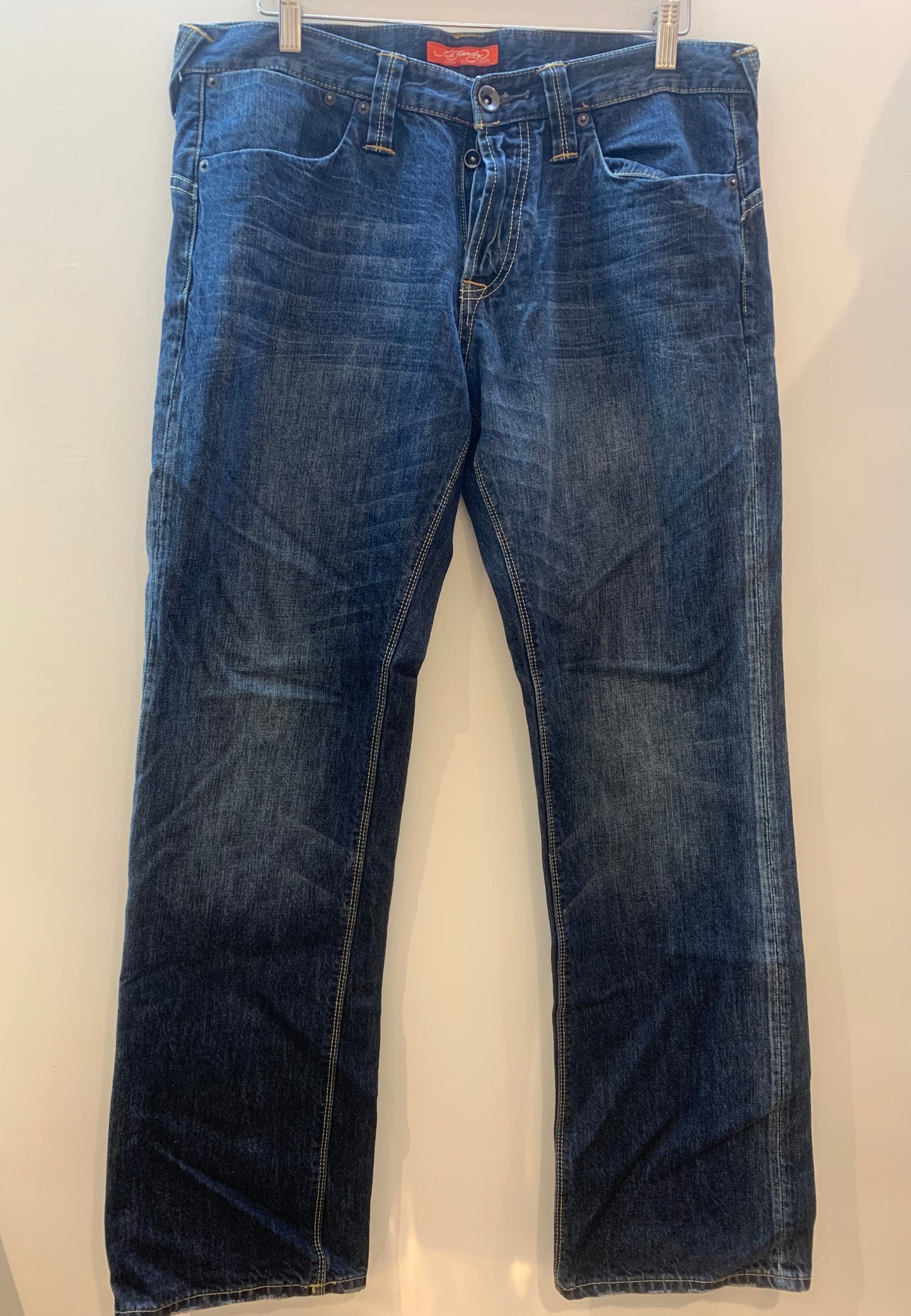Ed Hardy Y2K Straight Leg Jeans Embroidered Pockets Size - Size 34 x 31