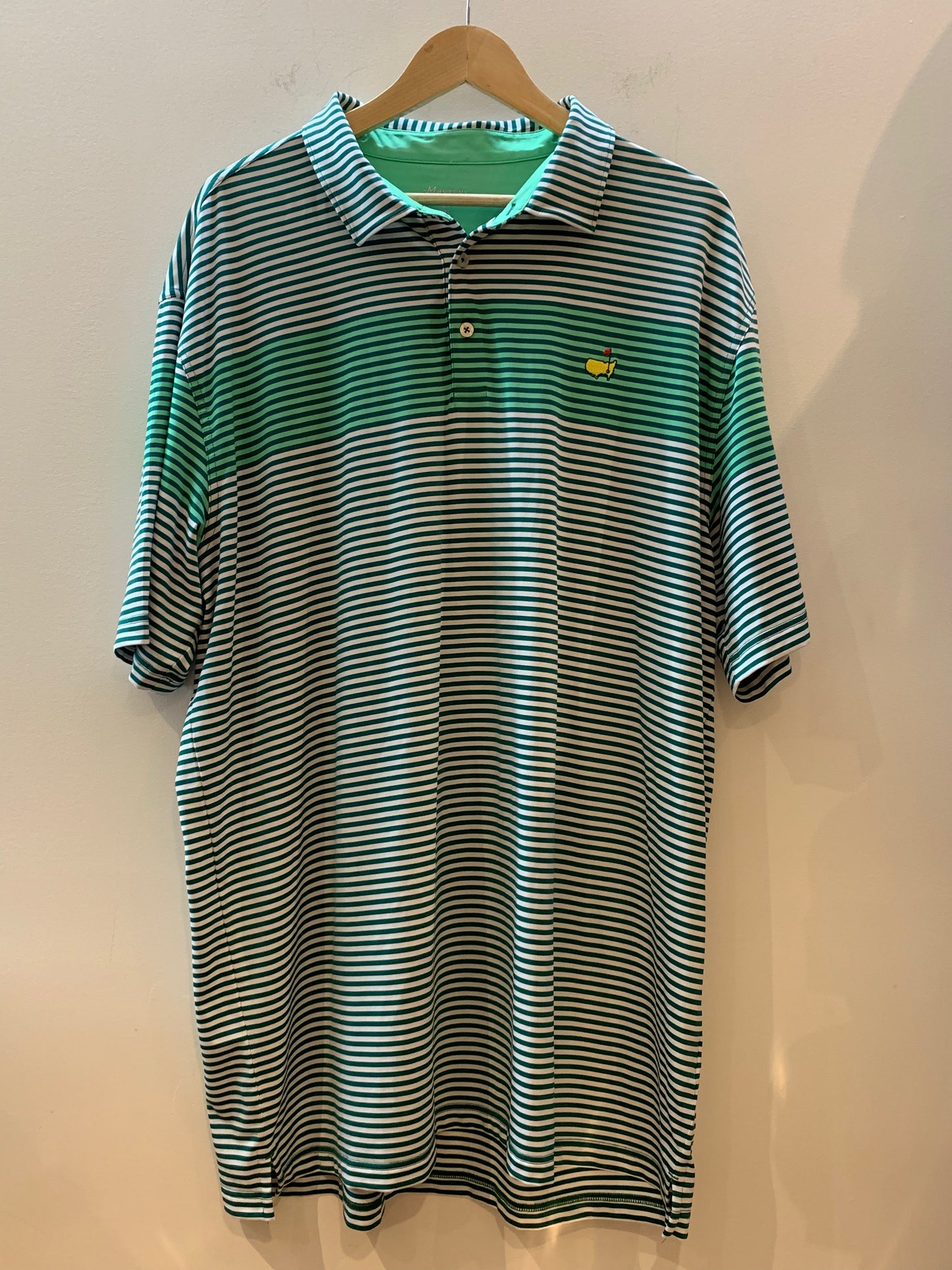 Masters Tech Golf Polo Shirt Green Stripes - Men's Size XXL
