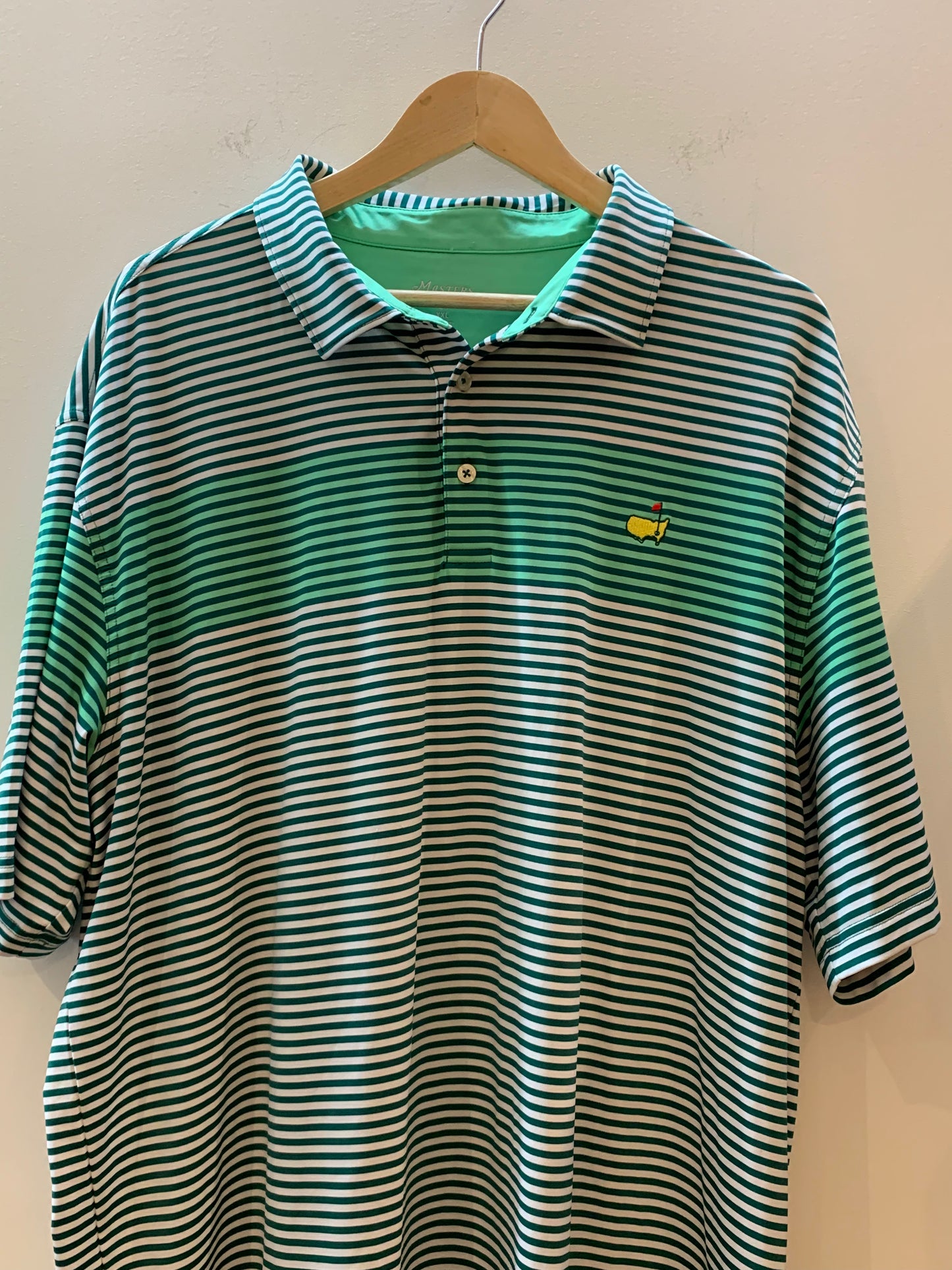 Masters Tech Golf Polo Shirt Green Stripes - Men's Size XXL