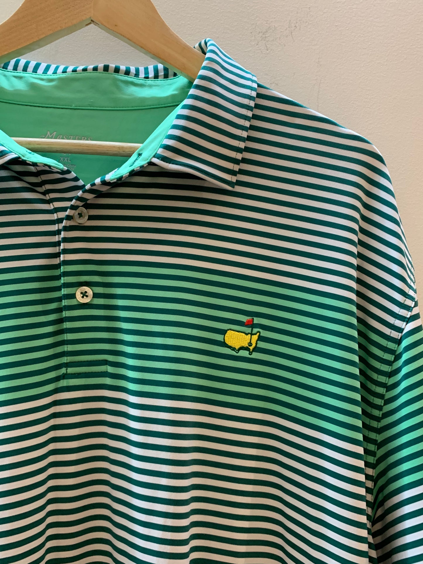 Masters Tech Golf Polo Shirt Green Stripes - Men's Size XXL
