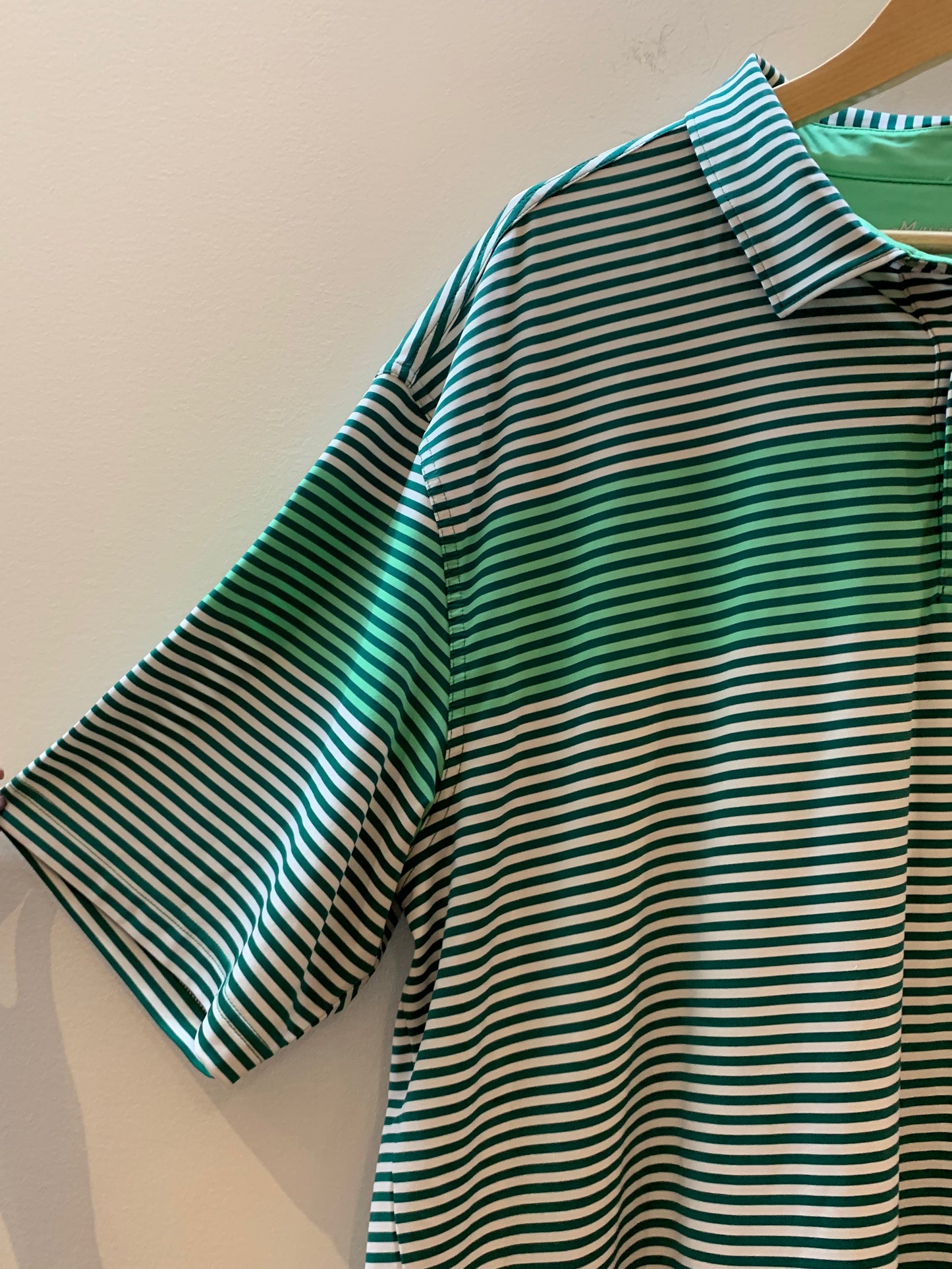 Masters Tech Golf Polo Shirt Green Stripes - Men's Size XXL