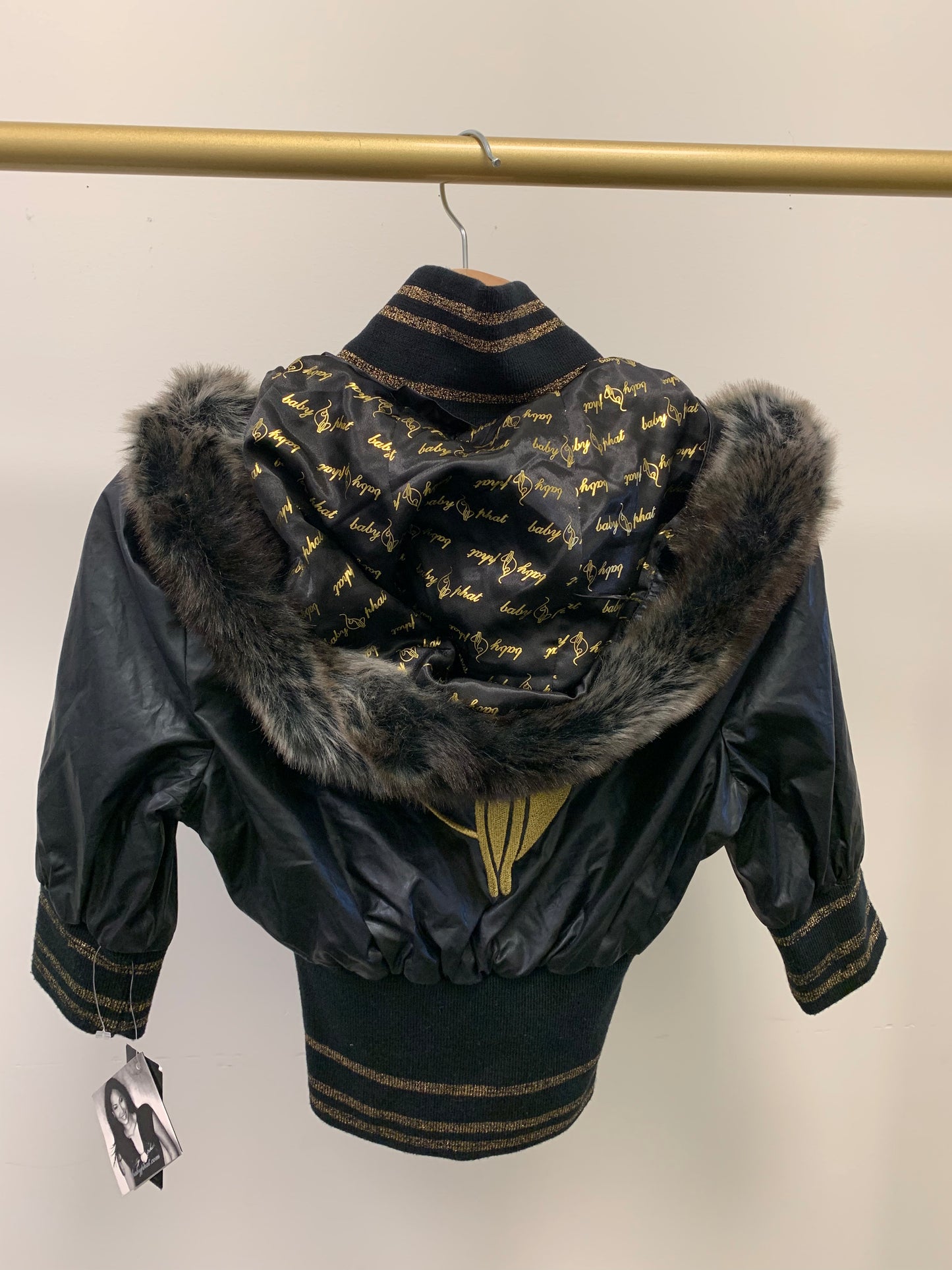 Baby Phat by Kimora Lee Simmons Curved Cat Logo Zip-up Jacket Black - Size S