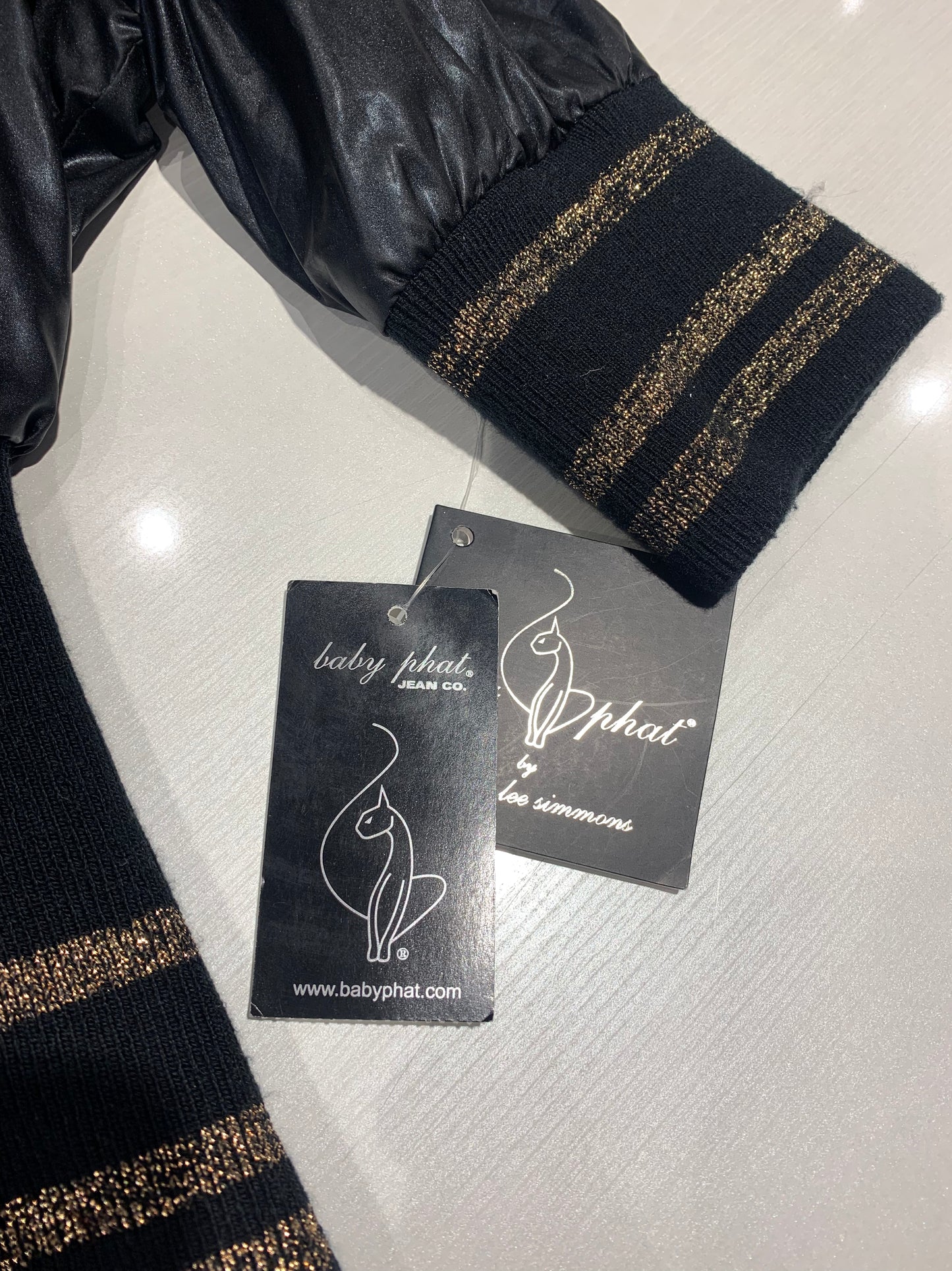Baby Phat by Kimora Lee Simmons Curved Cat Logo Zip-up Jacket Black - Size S