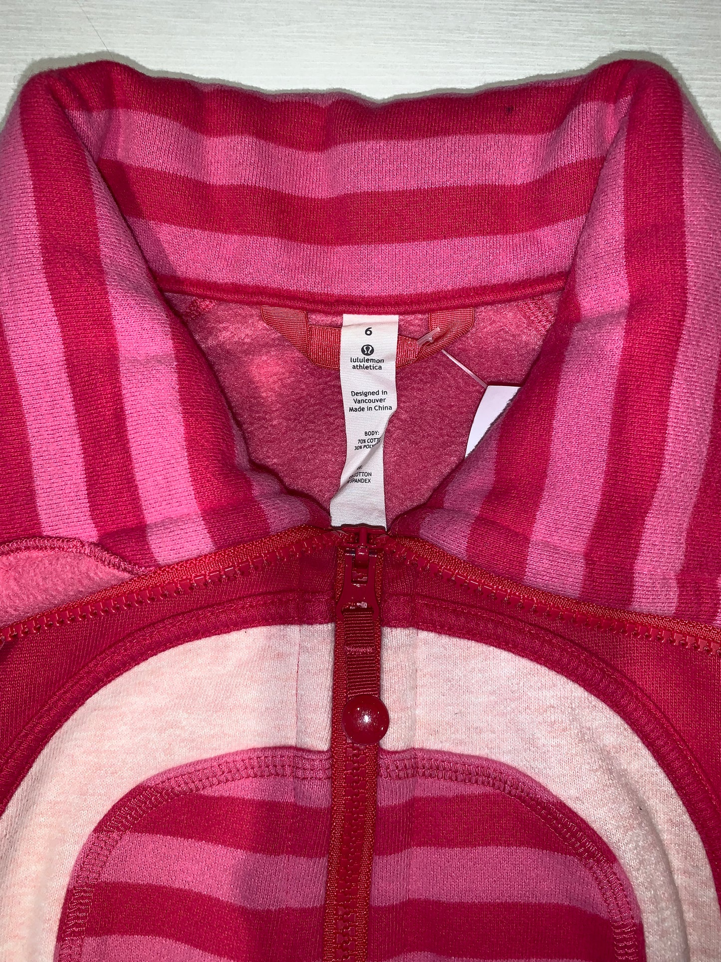 Lululemon Vintage Scuba Jacket Stripes Pink - Size 6