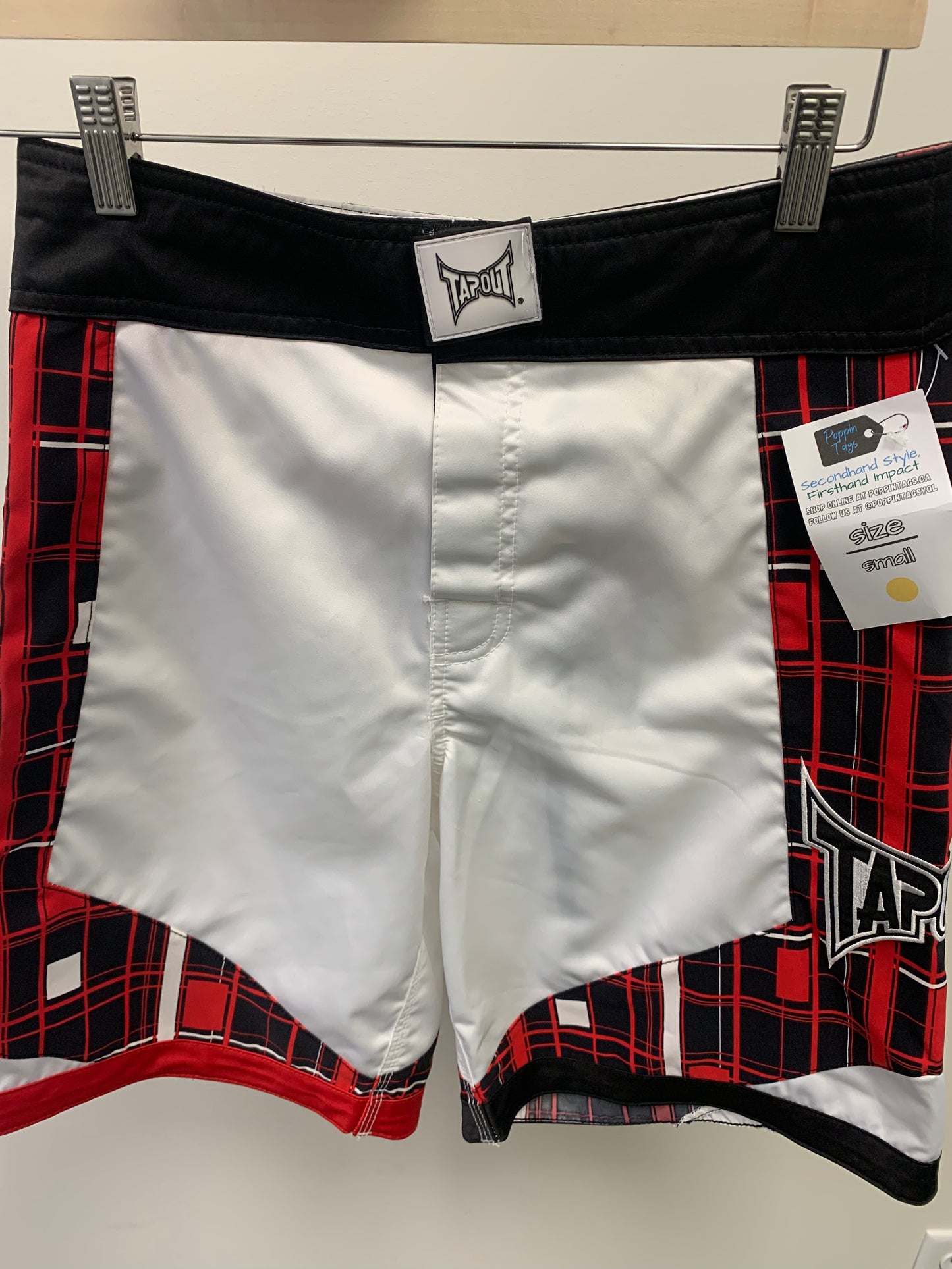 Tap Out MMA Ultimate Fighter Shorts White/Red - Men's Size Small